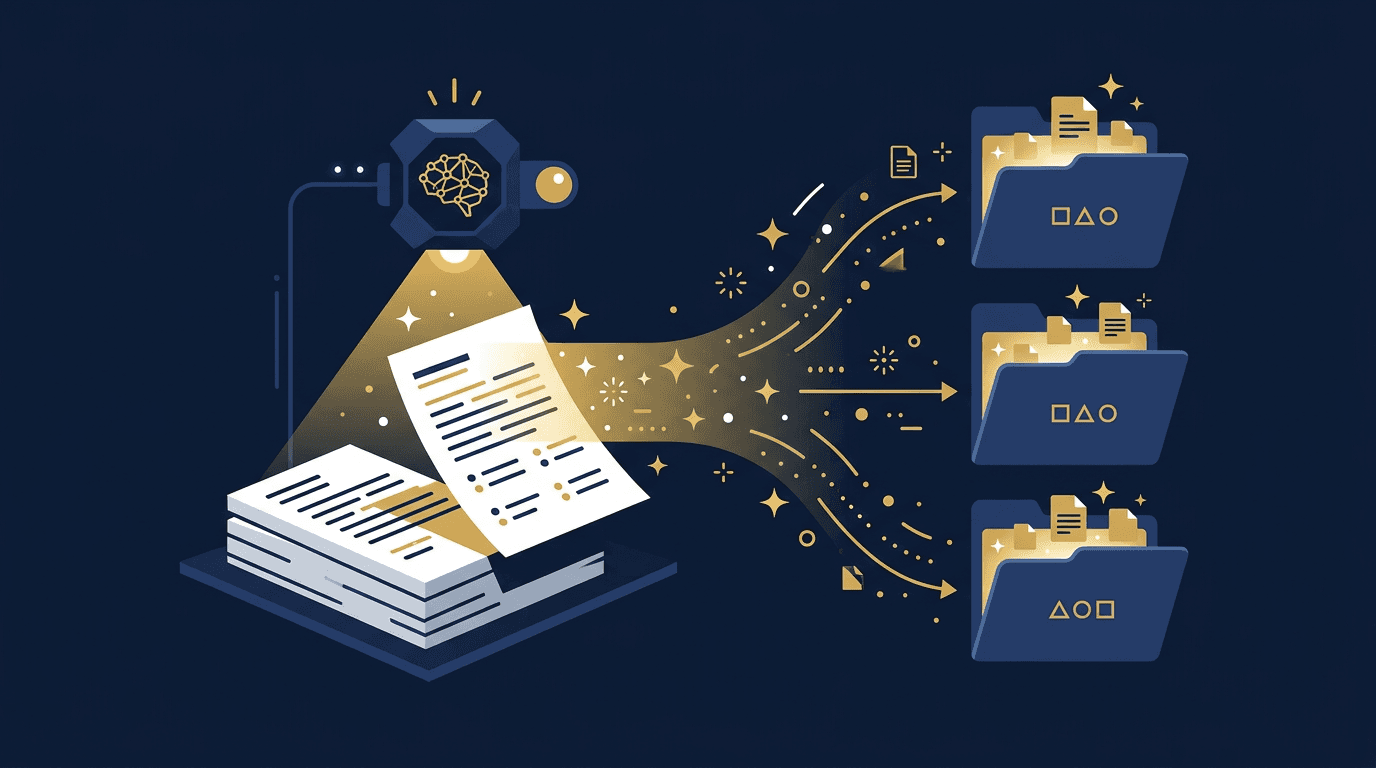 Illustration of AI scanning and filing medical documents